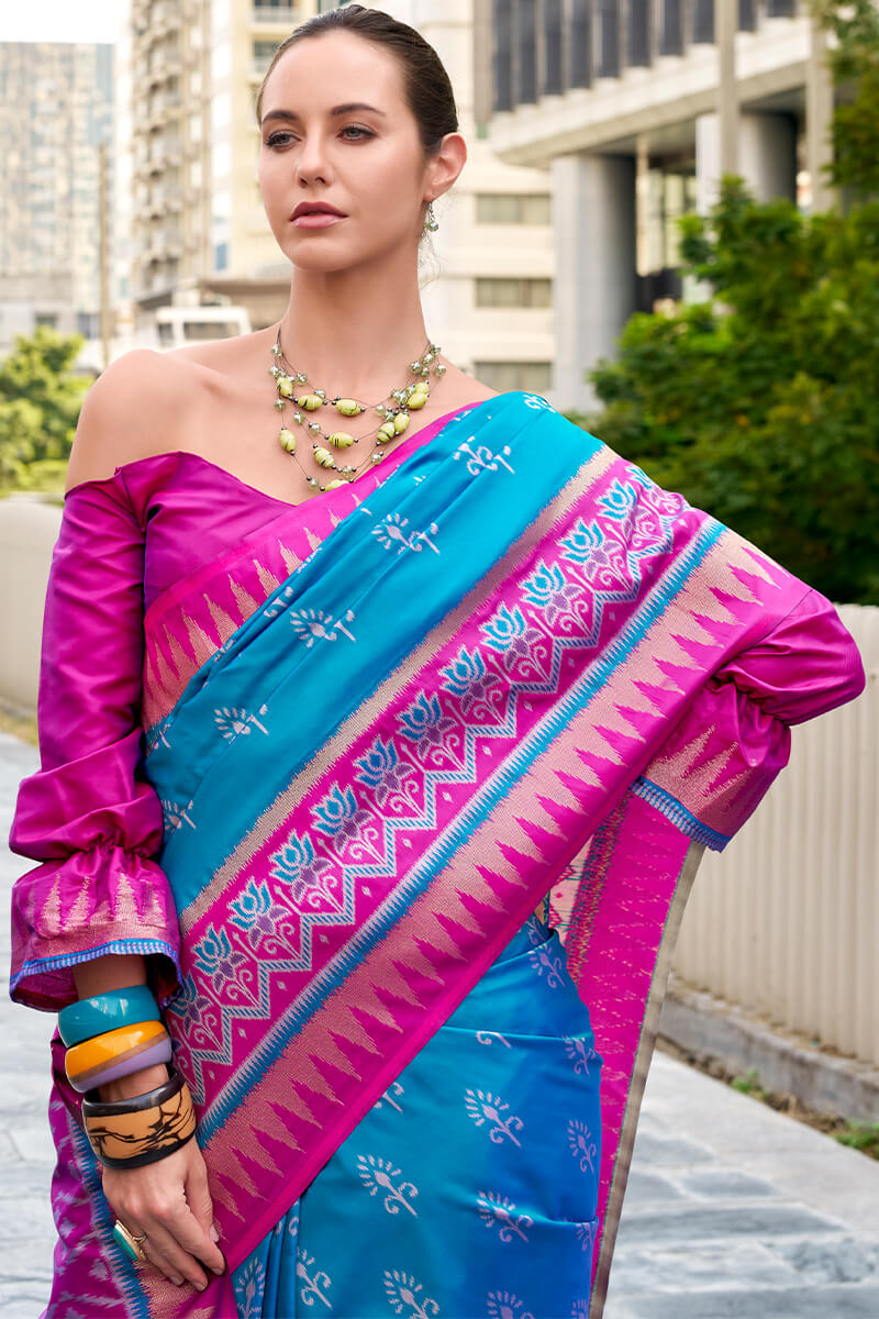 Impressive Blue Soft Banarasi Silk Saree With Stylish Blouse Piece