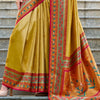 Flameboyant Yellow Paithani Silk Saree With Gossamer Blouse Piece