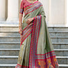 Resonant Pista Paithani Silk Saree With Invaluable Blouse Piece