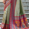 Resonant Pista Paithani Silk Saree With Invaluable Blouse Piece