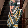 Susurrous Yellow and Black Digital Printed Cotton Silk Saree With Imaginative Blouse Piece