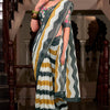 Susurrous Yellow and Black Digital Printed Cotton Silk Saree With Imaginative Blouse Piece