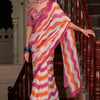 Exquisite Pink and Orange Digital Printed Cotton Silk Saree With Excellent Blouse Piece