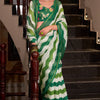 Deserving Green Digital Printed Cotton Silk Saree With Grandiose Blouse Piece