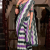 Demesne Lavender and Black Digital Printed Cotton Silk Saree With Elision Blouse Piece