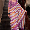 Alluring Lavender and Orange Digital Printed Cotton Silk Saree With Lissome Blouse Piece
