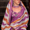 Alluring Lavender and Orange Digital Printed Cotton Silk Saree With Lissome Blouse Piece