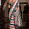 Eclat Red and Black Digital Printed Cotton Silk Saree With Twirling Blouse Piece