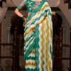 Ratatouille Green and Mustard Digital Printed Cotton Silk Saree With Engaging Blouse Piece