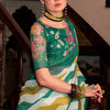 Ratatouille Green and Mustard Digital Printed Cotton Silk Saree With Engaging Blouse Piece