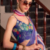 Epiphany Red and Blue Digital Printed Cotton Silk Saree With Gratifying Blouse Piece