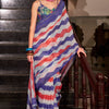 Epiphany Red and Blue Digital Printed Cotton Silk Saree With Gratifying Blouse Piece