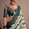 Dissemble Green and Black Digital Printed Cotton Silk Saree With Alluring Blouse Piece
