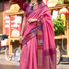 Blissful Pink Soft Banarasi Silk Saree With Dalliance Blouse Piece