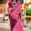 Blissful Pink Soft Banarasi Silk Saree With Dalliance Blouse Piece