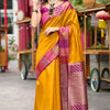 Lovely Yellow Soft Banarasi Silk Saree With Flaunt Blouse Piece