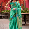 Capricious Sea Green Soft Banarasi Silk Saree With Charming Blouse Piece