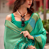 Capricious Sea Green Soft Banarasi Silk Saree With Charming Blouse Piece