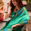 Capricious Sea Green Soft Banarasi Silk Saree With Charming Blouse Piece