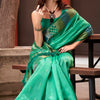 Capricious Sea Green Soft Banarasi Silk Saree With Charming Blouse Piece