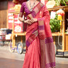 Flameboyant Pink Soft Banarasi Silk Saree With Inspiring Blouse Piece