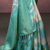 Energetic Firozi Digital Printed Soft Silk Saree With Flaunt Blouse Piece