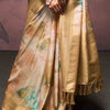 Outstanding Beige Digital Printed Soft Silk Saree With Jazzy Blouse Piece