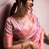 Desultory Pink Digital Printed Soft Silk Saree With Eloquence Blouse Piece