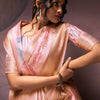 Petrichor Baby Pink Digital Printed Soft Silk Saree With Serendipity Blouse Piece