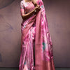 Glittering Dark Pink Digital Printed Soft Silk Saree With Fugacious Blouse Piece