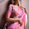 Glittering Dark Pink Digital Printed Soft Silk Saree With Fugacious Blouse Piece