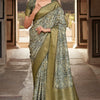 Nemesis Grey Digital Printed Soft Silk Saree With Radiant Blouse Piece