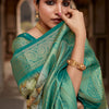 Devastating Green Digital Printed Soft Silk Saree With Winsome Blouse Piece