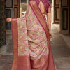 Elaborate Wine Digital Printed Soft Silk Saree With Resonant Blouse Piece