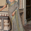 Enchanting Grey Digital Printed Soft Silk Saree With Alluring Blouse Piece