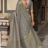 Enchanting Grey Digital Printed Soft Silk Saree With Alluring Blouse Piece