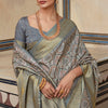 Enchanting Grey Digital Printed Soft Silk Saree With Alluring Blouse Piece