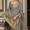 Enchanting Grey Digital Printed Soft Silk Saree With Alluring Blouse Piece