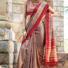Staring Brown Cotton Silk Saree With Appealing Blouse Piece