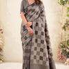 Super Classy Brown Cotton Silk Saree With Eclat Blouse Piece