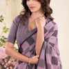 Flattering Lavender Cotton Silk Saree With Sempiternal Blouse Piece