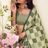Stylish Green Cotton Silk Saree With Innovative Blouse Piece
