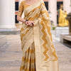 Petrichor Beige and Mustard Cotton Silk Saree With Conflate Blouse Piece