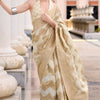 Beleaguer Beige Cotton Silk Saree With Ideal Blouse Piece