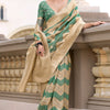 Evanescent Beige and Green Cotton Silk Saree With Lassitude Blouse Piece
