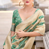 Evanescent Beige and Green Cotton Silk Saree With Lassitude Blouse Piece