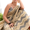Sempiternal Beige and Grey Cotton Silk Saree With Confounding Blouse Piece