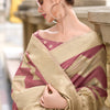 Snappy Beige and Wine Cotton Silk Saree With Exquisite Blouse Piece