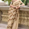 Enamoring Beige and Brown Cotton Silk Saree With Ravishing Blouse Piece