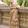 Enamoring Beige and Brown Cotton Silk Saree With Ravishing Blouse Piece